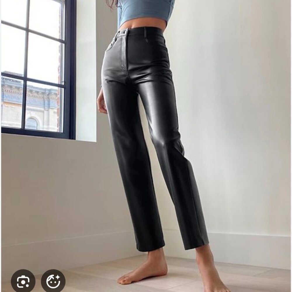 Wilfred Women’s 12 Black Vegan Leather The Melina High Rise Straight Pants